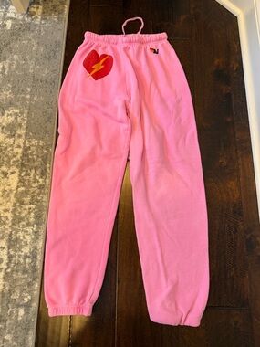 Aviator Nation Pink Heart Sweatpants